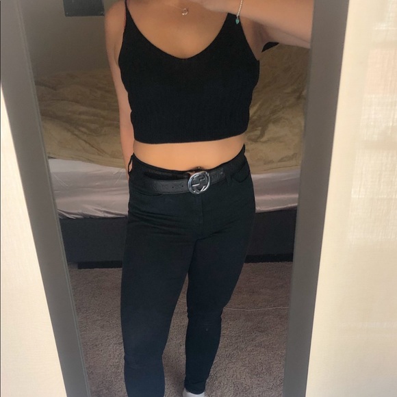 Cute Cotton Black Crop Top - Picture 2 of 2